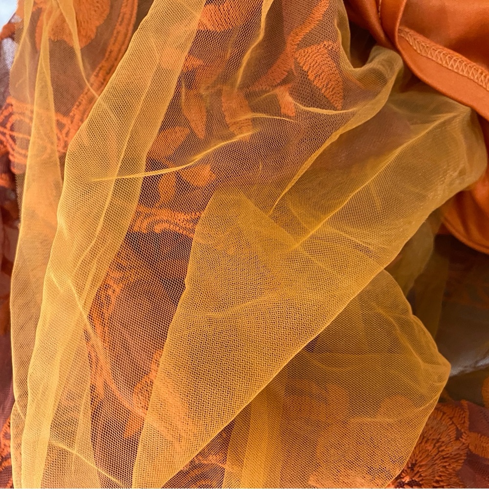 Baltic Born Leon‎ Off Shoulder Maxi Dress Rust Size Small Wedding Guest Tulle - Picture 13 of 13